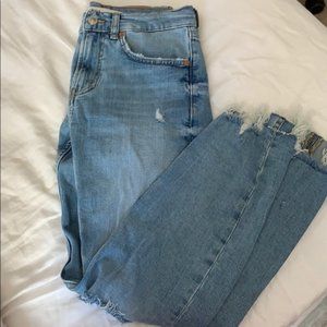zara girlfriend jeans with knee rips